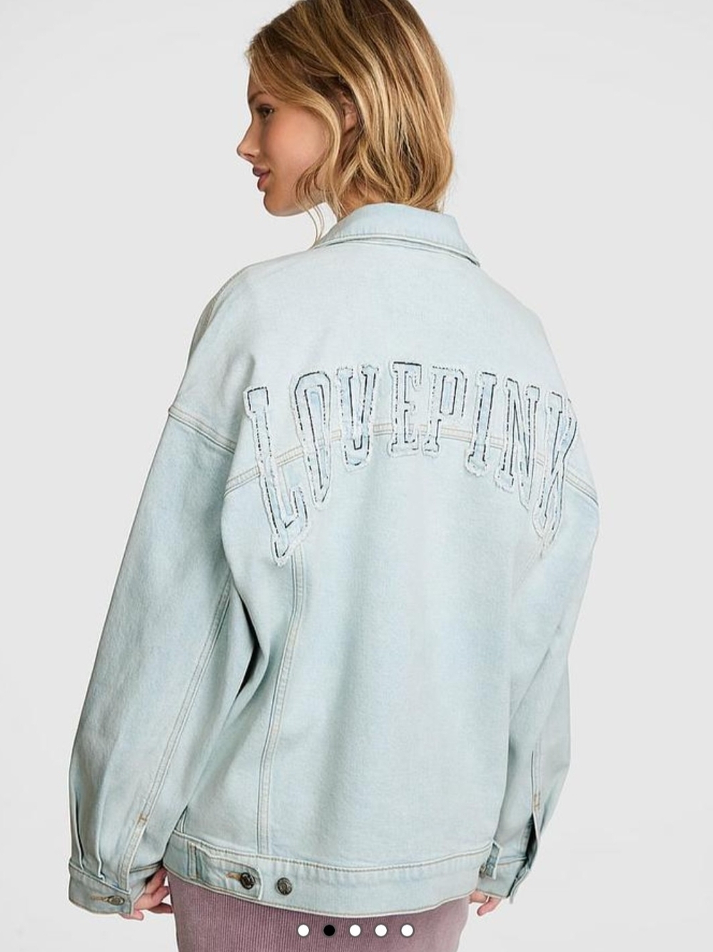 Love Pink Oversized Trucker Light Blue Denim Jacket